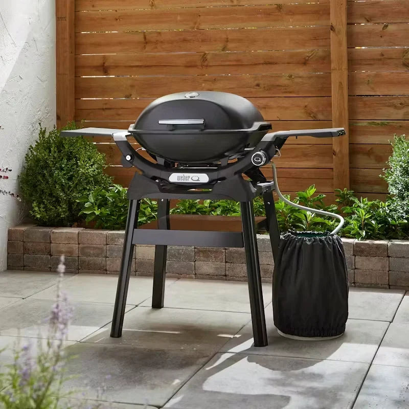 Weber Q2200N Gas BBQ Grill with Stand and Side Tables