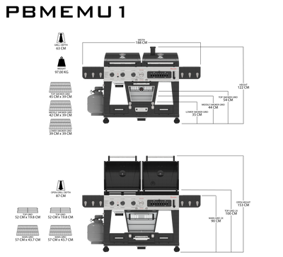 Pit Boss Memphis 1.0 3 Burner Hybrid Gas BBQ Grill with Smoker