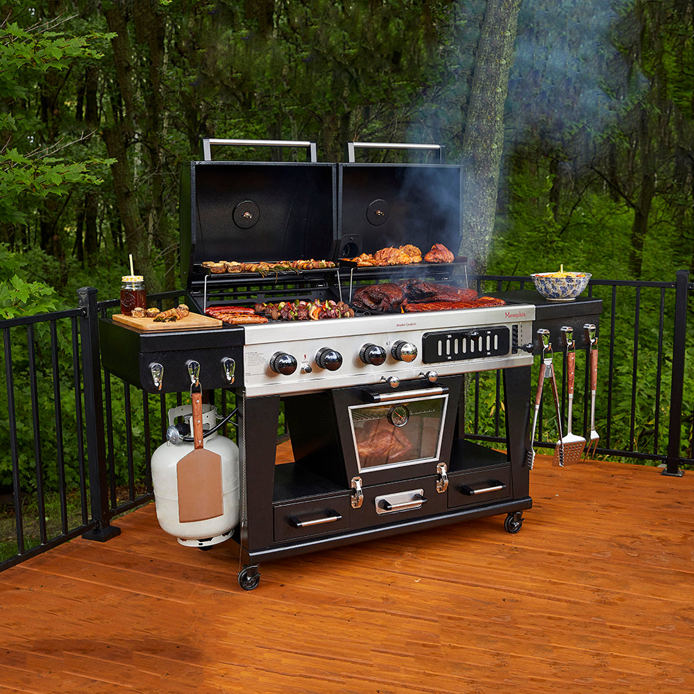 Pit Boss Memphis 1.0 3 Burner Hybrid Gas BBQ Grill with Smoker