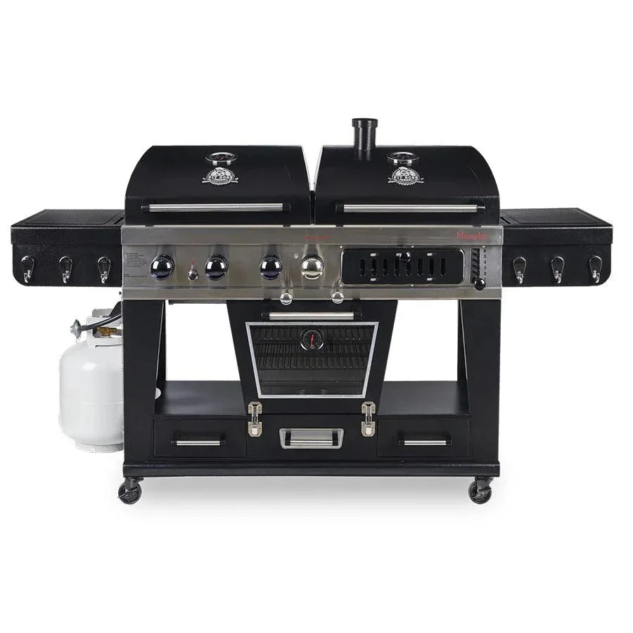 Pit Boss Memphis 1.0 3 Burner Hybrid Gas BBQ Grill with Smoker